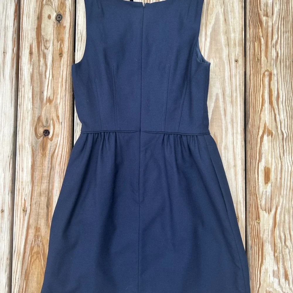 J.Crew Dress Sz‎ 2 Allie In Festival Blue Wool Blend Sleeveless Sheath